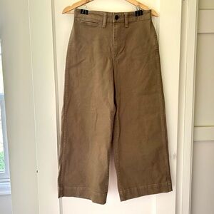 Madewell Emmett wide leg crop pants in green-tan